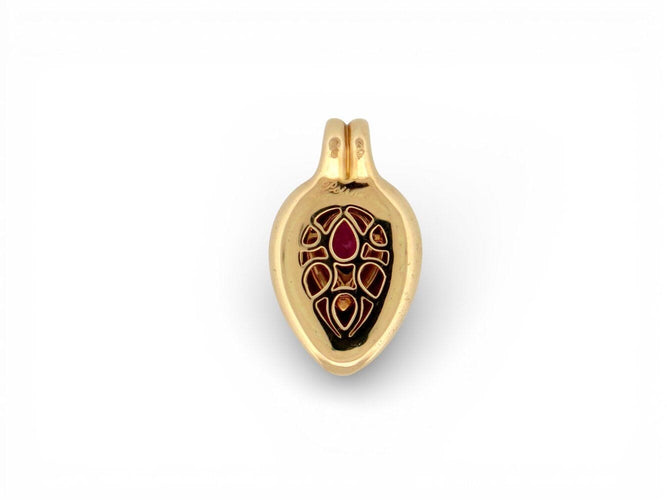 Pendentif vintage pendentif POIRAY en or jaune 18k 11gr serti pierre rose 58 Facettes 272210