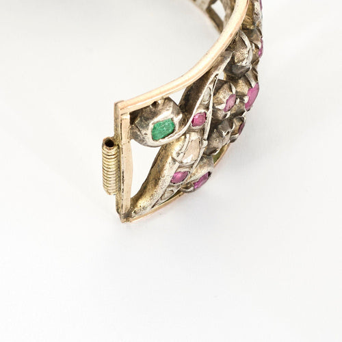Bracelet Ancien Rubis Emeraudes Diamants