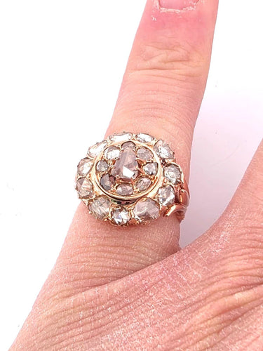 Bague 52 Bague en or rose sertie de diamants taille rose de 3,00 ct 58 Facettes