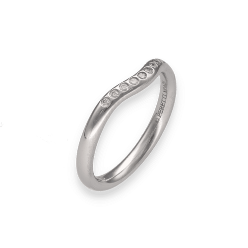 Bague 49 Demi-alliance Tiffany & Co Elsa Peretti en platine avec diamants 0,06 ct F-VVS - Taille 49 58 Facettes FB09446