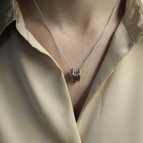 Collier Chaîne Pendentif Bulgari B Zero – Or Gris 18k – Longueur 42 cm 58 Facettes FB11042