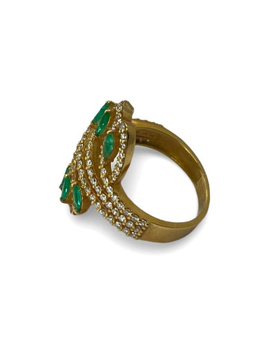 Bague 52 Bague or rose 8 emeraudes et 126 diamants 58 Facettes 00006501