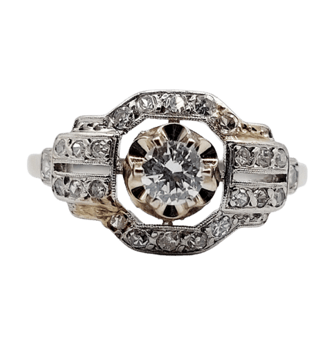 Bague 55 Bague tank Art déco en platine et diamant 0,25 carat (circa 1920) 58 Facettes A06508