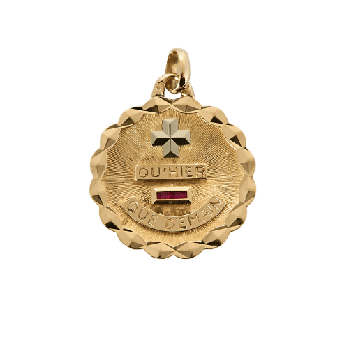 Pendentif AUGIS - Médaille sentimentale en or jaune 58 Facettes SEN2446