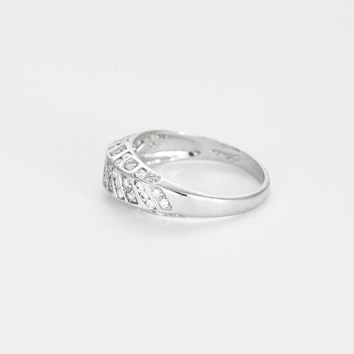 Bague 58 Bague jonc or blanc et diamants 58 Facettes GU188