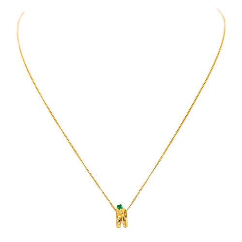 Gucci Collier Pendentif Ouroboros Or jaune Emeraude