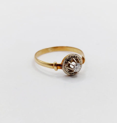 Bague 54 Bague solitaire art deco or jaune 18k diamant taille ancienne 58 Facettes A05903