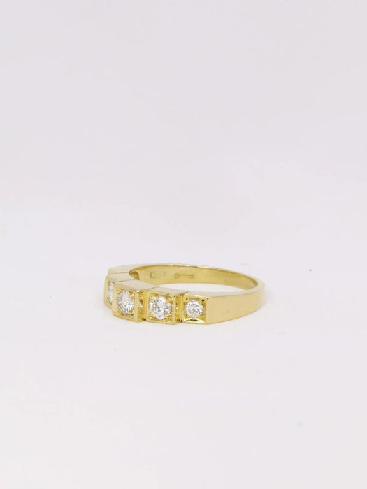 Bague vintage gradins or jaune diamants