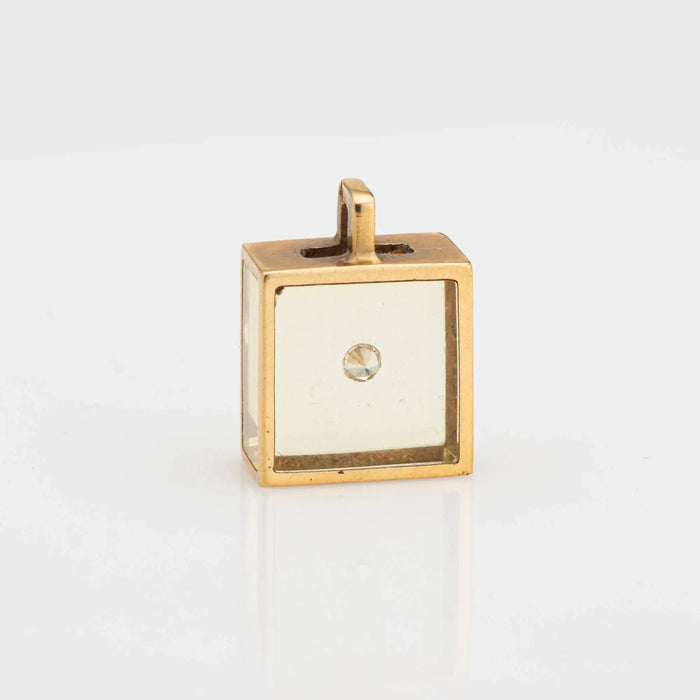 Pendentif Pascal Morabito Pendentif Cube Diamant Flottant Vintage Or Jaune 18 Carats 58 Facettes G13420