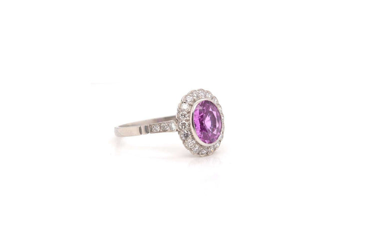 Bague 55 Bague Platine Saphir rose Diamants 58 Facettes 24085