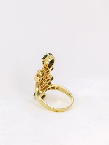 Bague 51 Bague arabesque or diamants saphirs 58 Facettes J152