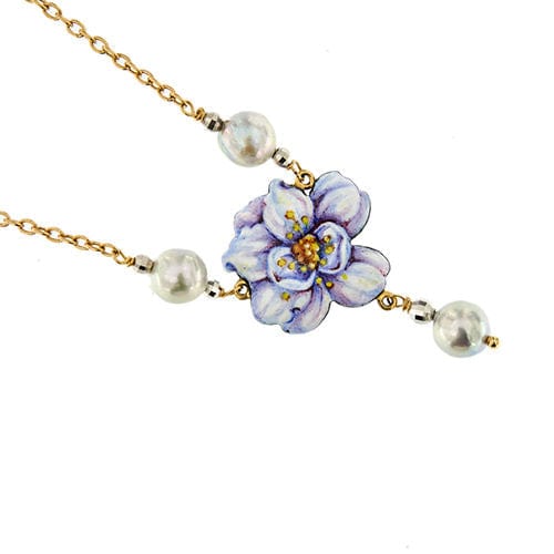 Collier Collier avec fleur émaillée et perles 58 Facettes 36329