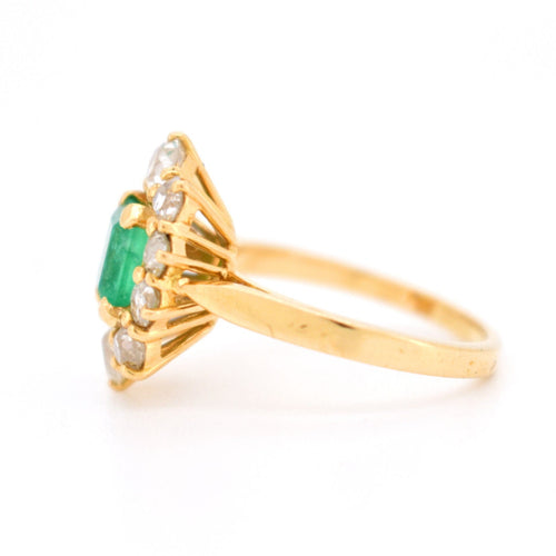 Bague 52 Bague Pompadour Vintage Or 18 Carats, Émeraude Naturelle et Diamants 58 Facettes 281