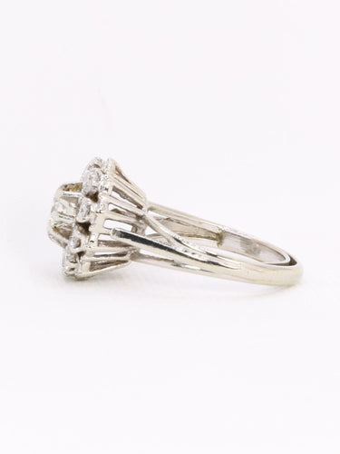 Bague marguerite or blanc diamants 1,10 ct