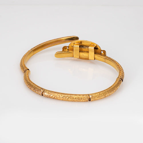 Bracelet Bracelet antique Belle Époque en or jaune 18 carats avec diamants et bijoux floraux 58 Facettes G13943