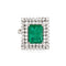 Bague 55 Bague de cocktail carrée en or blanc 18 carats avec diamants et émeraude 58 Facettes G13724