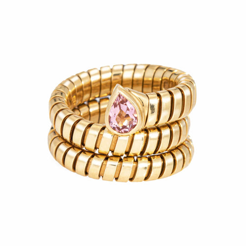 Bague 53 BULGARI - Bague Serpenti Tubogas en or jaune et tourmaline rose 58 Facettes G14214
