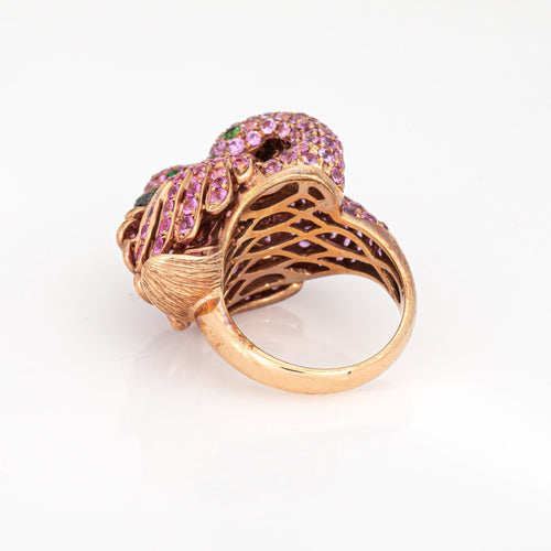 Bague 49 Bague Flamant Rose Double Or Rose et Saphir Rose 58 Facettes G13981