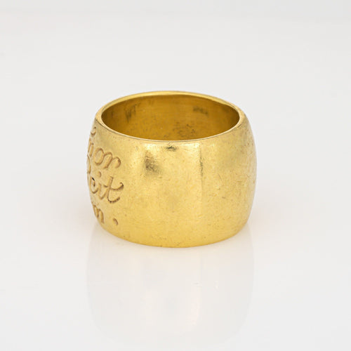 Bague Bague Amor Vincit Om, taille 6, or 18 carats d'occasion, Wright & Teague, anneau large 58 Facettes G13974