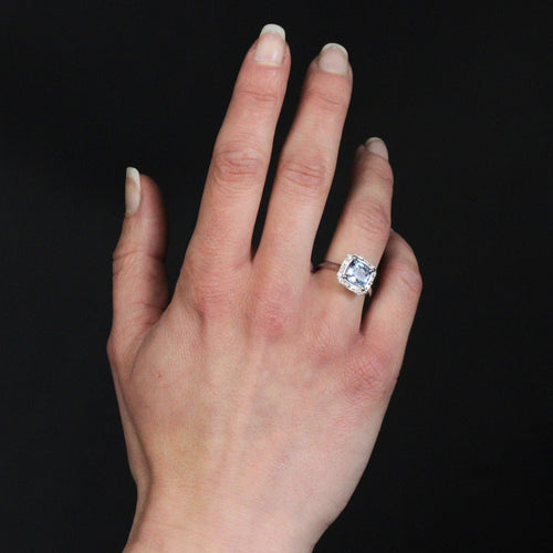 Bague 53 Bague saphir de Ceylan coussin et diamants 58 Facettes 24-154