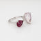 Bague 54.5 Bague ouverte en or blanc 18 carats et tourmaline rose kunzite, taille 7, bijou cocktail vintage 58 Facettes G14140