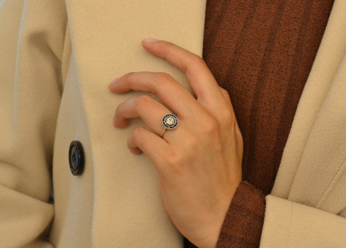 Bague 52 Bague art déco diamant et saphirs 58 Facettes 24335a