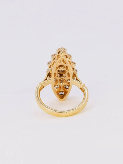 Bague marquise vintage or jaune diamants