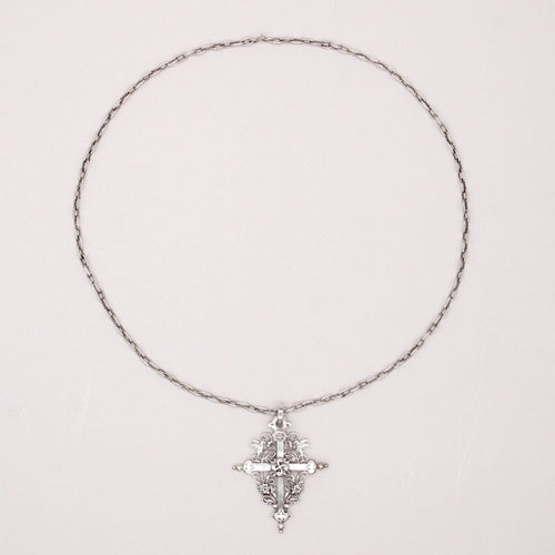 Collier Croix Basque ancienne argent et sa chaine 58 Facettes CVCO35