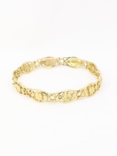 Bracelet Bracelet Art Nouveau chaine or jaune maille feuille de lierre 58 Facettes 1133.2