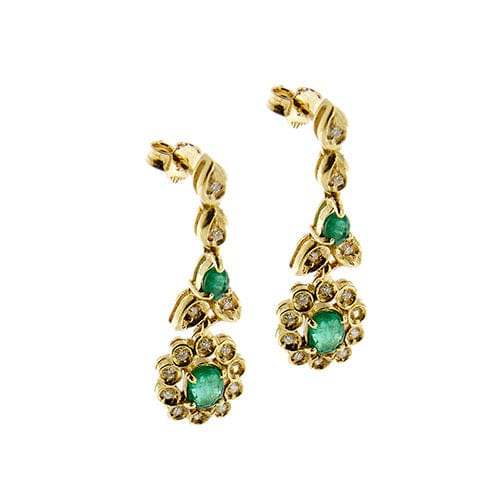 Boucles d'oreilles Boucles d'oreilles en or jaune avec émeraudes et diamants 58 Facettes 37119