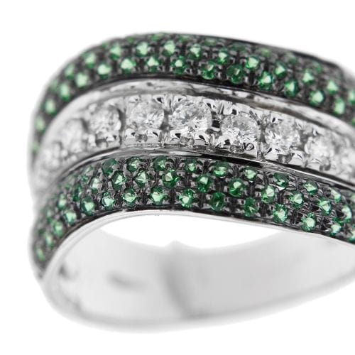 Bague 57 Bague avec émeraudes et diamants 58 Facettes 38594