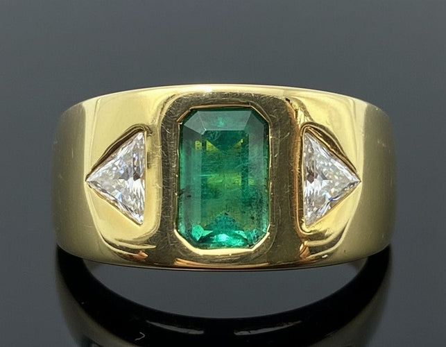 Bague Fascione Bombato con Smeraldo e Diamanti 58 Facettes