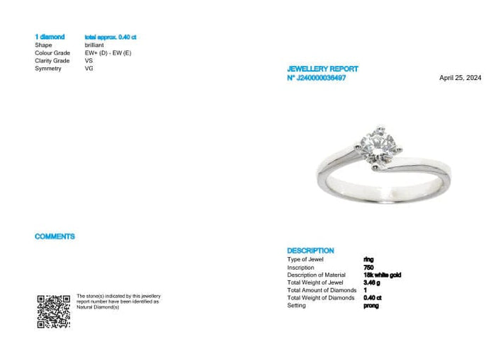 Bague Bague solitaire en or blanc avec diamants 58 Facettes