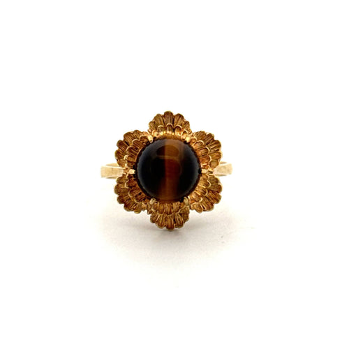 Bague 55 Bague Fleur Or Jaune Oeil de Tigre 58 Facettes 79-GSJE423