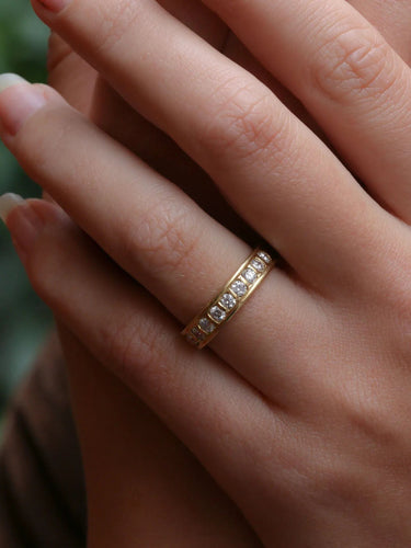 Bague 51 Demi-Alliance américaine en or blanc et diamants 0,45 ct 58 Facettes J77