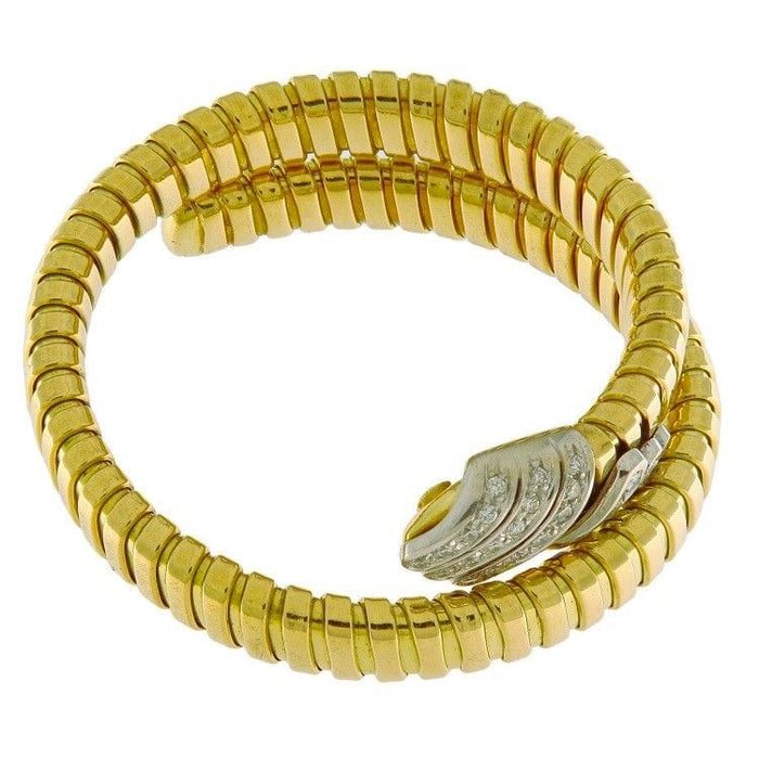 Bracelet Bracelet serpent en or jaune et blanc et diamants 58 Facettes G3535