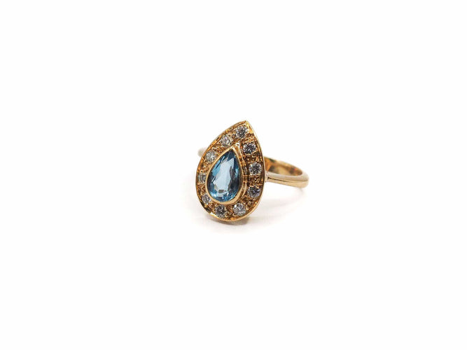Bague 49 Bague poire or jaune topaze diamants 58 Facettes 5220