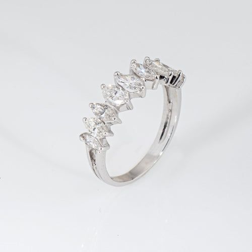 Bague marquise en platine avec diamant 1 ct, taille 5,75, bijou vintage anniversaire