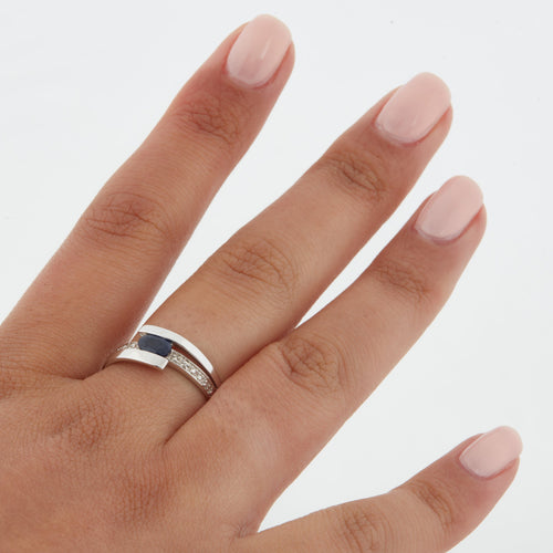 Bague 59 Bague Or Blanc - Saphir et Diamants 58 Facettes RÉF 1027/14