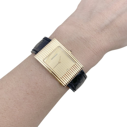Montre Montre Boucheron, "Reflet", or jaune, cuir. 58 Facettes 35116