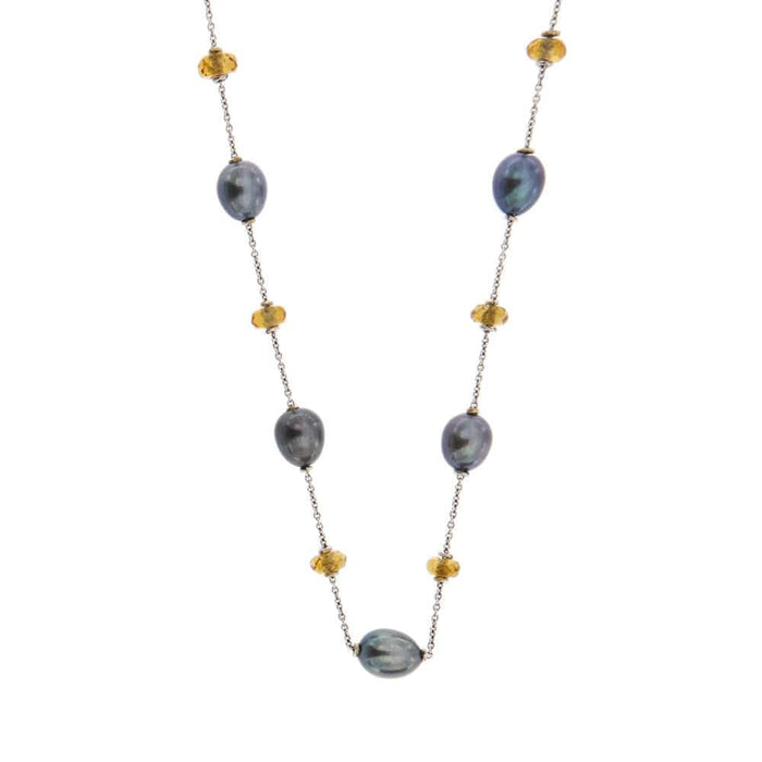 Collier Collier avec perles et quartz citrine 58 Facettes 25940