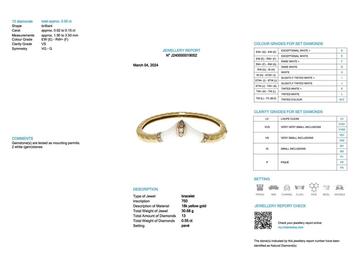 Ensemble bracelet et bague or jaune certifié HRD et diamants