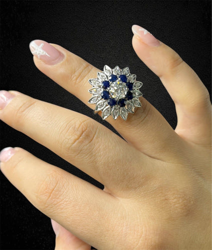 Bague Bague Fleur Étoile avec saphirs et diamants 58 Facettes