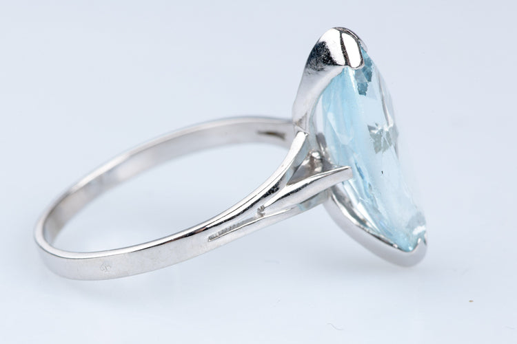 Bague 63 Bague Aigue-Marine 6.43 Carats Or Blanc 18 Carats 58 Facettes BGTOPOC402-107