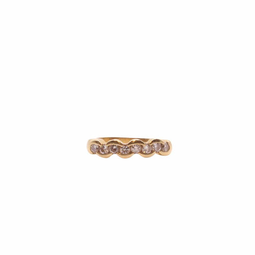 Bague Alliance Demi-tour diamants sertis sur or jaune 58 Facettes