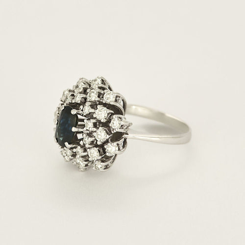 Bague 52,5 Bague or blanc, saphir et diamants 58 Facettes B250347