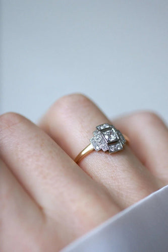 Bague Bague Art déco Diamants Or Jaune et Platine 58 Facettes