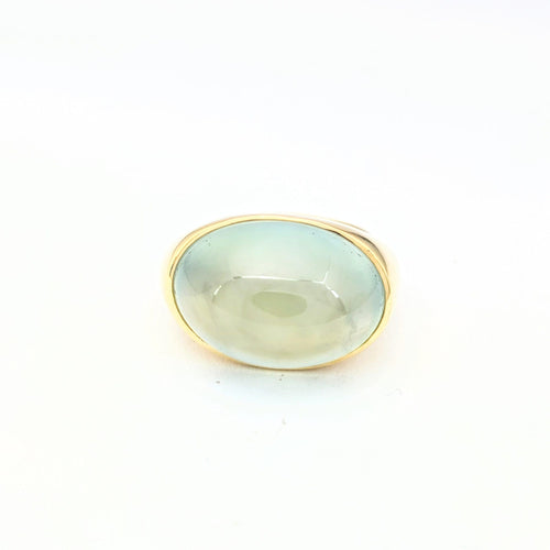 Bague 53 Bague en Or Jaune et Pierre Cabochon Vert d'Eau 58 Facettes 32231