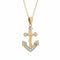 Collier Collier vintage en or jaune 14 carats avec ancre et diamants, chaîne de 48 cm (19 pouces), bijou ancien de style océan. 58 Facettes G14227