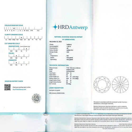 Bague 53 Bague solitaire en or rose, diamant 1,56 carats. 58 Facettes 32362